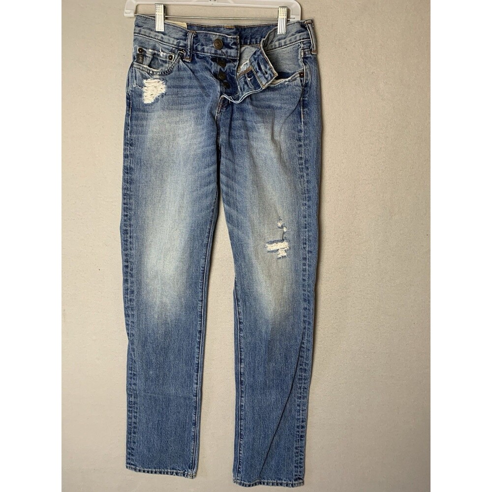 Abercrombie Fitch Jeans Mens 30x36 Distressed Slim Straight Button Fly Grunge